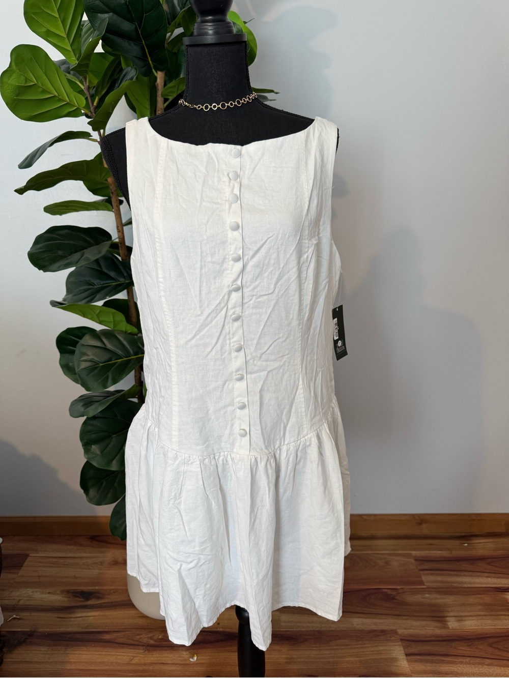 wild fable White Sleeveless Button-Front Mini Dress